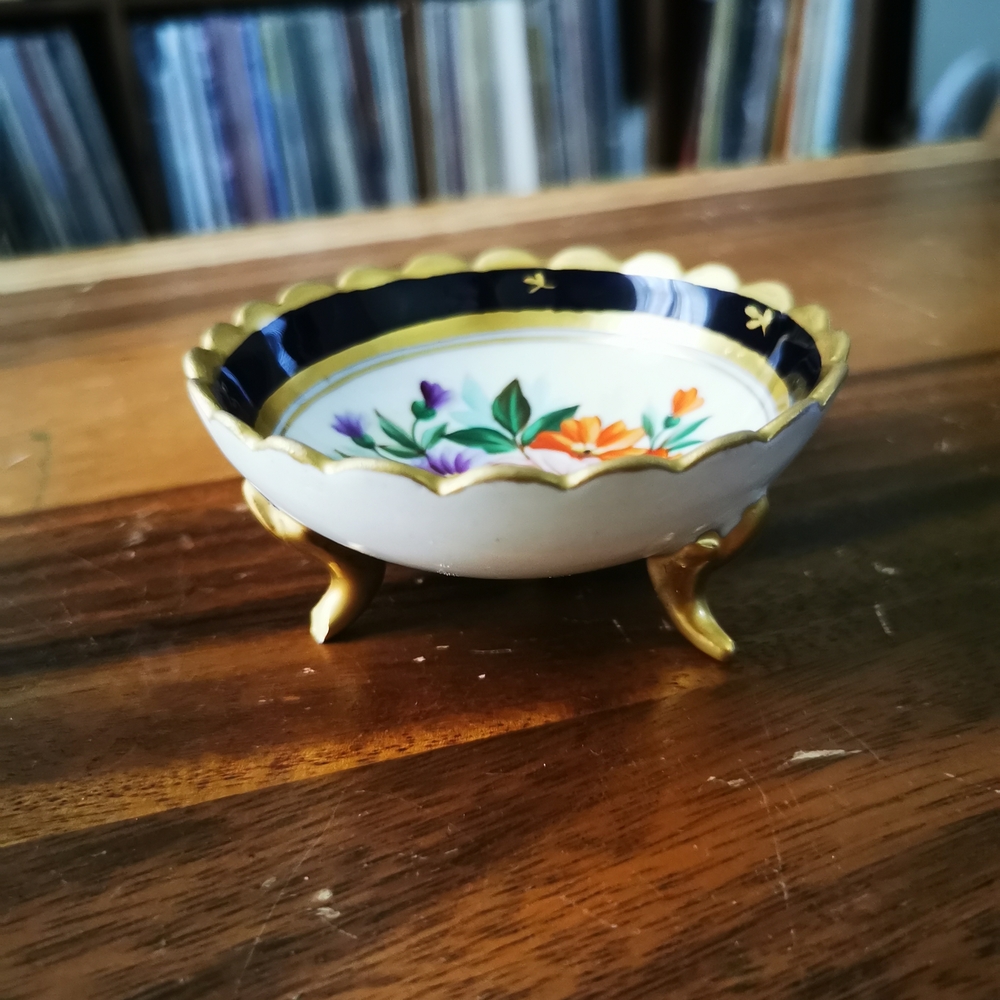 Vintage Made In Spain For BIRKS hand Painted Ring Dish